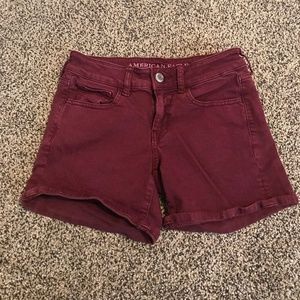 American Eagle Maroon Jean Shorts